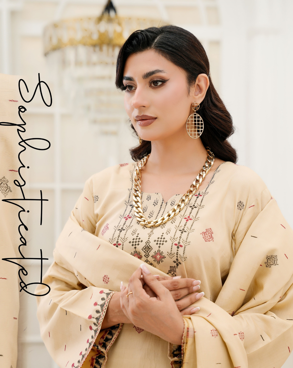 Shirt: Airjet Viscose Jacquard Brosha With Gala Damman & Bazu Shawl: Airjet Viscose Jacquard Shawl Trouser: Airjet Viscose Dyed Trouser